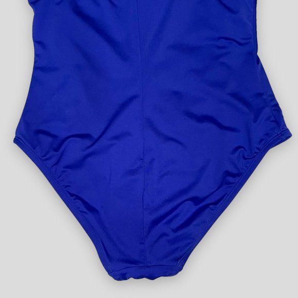 Liz Claiborne Cobalt Blue One Piece Swimsuit with Ruched Waist - Picture 8 of 10